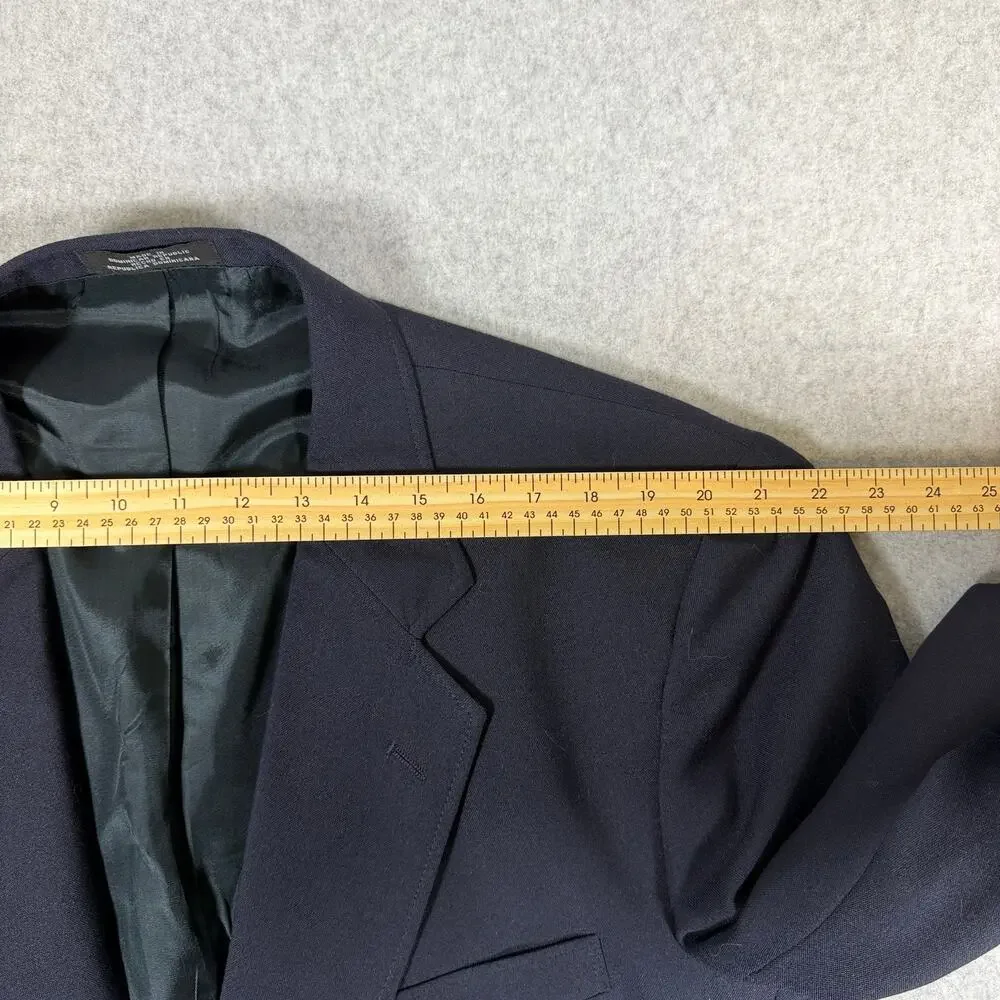 VTG David Taylor 46S Navy Blue Hopsack Gold Button Blazer Preppy Ivy Old Money